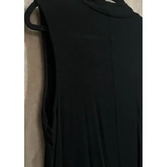 Jennifer Lopez Black Sleeveless Keyhole Neckline Choker Cut Top Tunic Collar Med - Picture 13 of 16